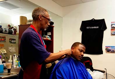 man getting a haircut