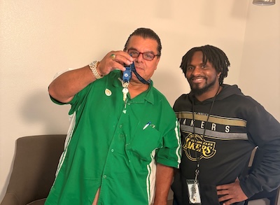 Portrait of Jamie, a proud alumnus of The Midnight Mission recovery program in Los Angeles Skid Row, sharing their success story.
